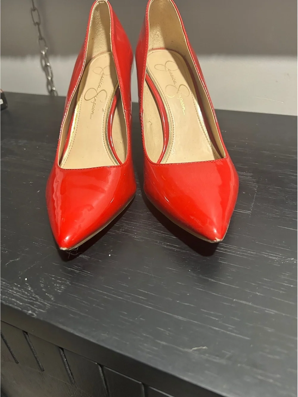 Jessica Simpson Cassani Pointed-Toe Patent Pumps - Red Muse - Size 7